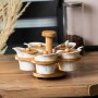 Набор для сыпучих продуктов 5 банок по 120 на бамбуковой подставке белый (1115723)
