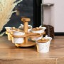 Набор для сыпучих продуктов 5 банок по 120 на бамбуковой подставке белый (1115723)