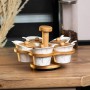 Набор для сыпучих продуктов 5 банок по 120 на бамбуковой подставке белый (1115723)
