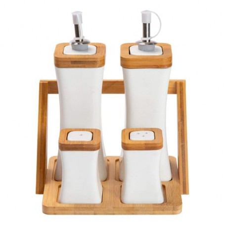 Набор для специй керамический 4 предмета на бамбуковой подставке (1112625)