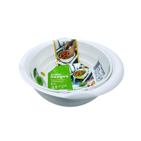 Друшляк з мискою Ucsan Plastik M-223 24,3х22,2х10,2 см 1,8 л Білий (1039625)