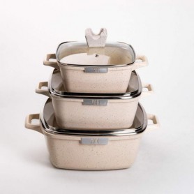 Набор из 3 квадратных кастрюль, 20, 24, 28 см, алюминий, толстое дно MGC (1089147)