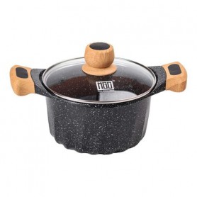 Алюминиевая кастрюля объемом 3 литра с крышкой Ø 20 см Мрамор с антипригарным покрытием MGC черный (1089154)