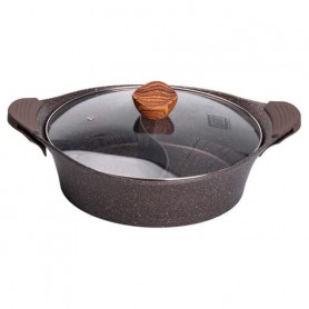 Алюминиевая кастрюля Ø 30 см, мраморное антипригарное покрытие, кофейный MGC (1094669)