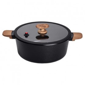 Алюминиевая кастрюля с керамическим антипригарным покрытием 5 л Ø 30 см черная MGC (1094662)