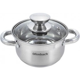 Кастрюля Casserole из нержавеющей стали 1100мл со стеклянной крышкой Ofenbach (1166461)