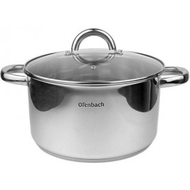Кастрюля индукционная Casserole из нержавеющей стали 5.5л со стеклянной крышкой Ofenbach (1166437)