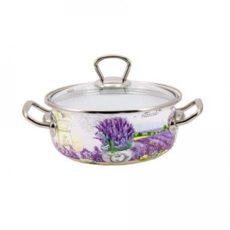 Каструля емальована 1,5 літра Лаванда d-16 см Interos 16707-1,5 ITR (1038836)