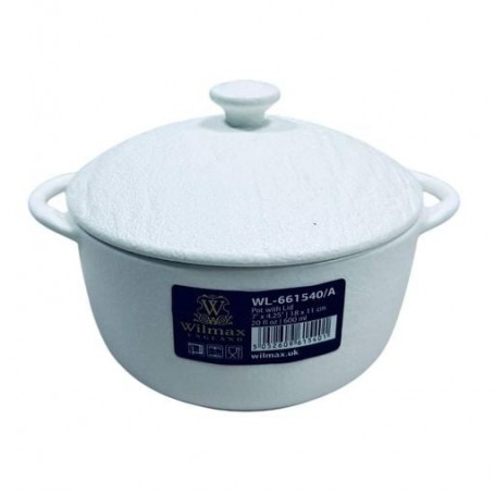 Горщик для запікання з кришкою Wilmax Slatestone WL-661540/A 18см/600мл White (1119811)