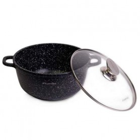 Каструля алюмінієва з кришкою Kamille 6,5 л 28 х 12,5 см лита з антипригарним покриттям Чорний мармур (4406) (1038797)