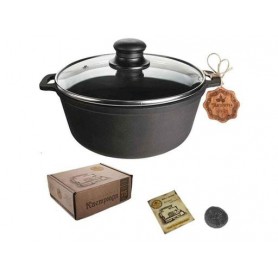 Кастрюля чугунная литая 3л из ст. крышки. Т402С3Ук (666552) (1108426)