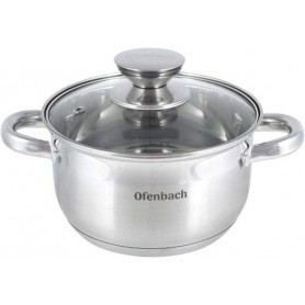Кастрюля Casserole из нержавеющей стали 1700мл со стеклянной крышкой Ofenbach (1166460)