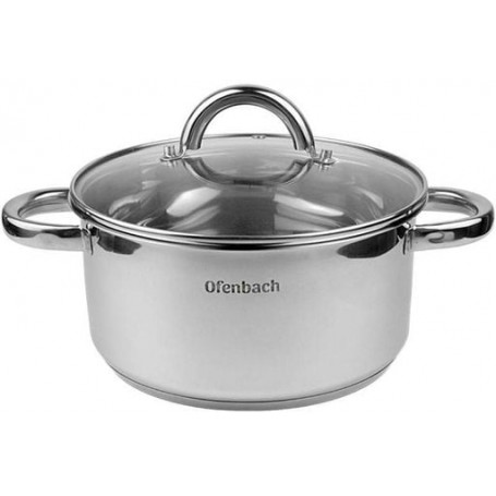 Кастрюля индукционная Casserole из нержавеющей стали 3л со стеклянной крышкой Ofenbach (1166439)