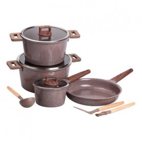 Набор посуды алюминий с толстым дном MGC с лопаткой, половником и кисточкой кофейный (1089172)