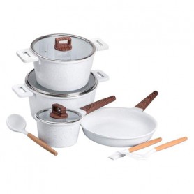 Набор посуды алюминий с толстым дном MGC с лопаткой, половником и щеткой белый (1089173)