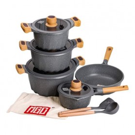 Набор посуды MGC 8 предметов с антипригарным покрытием 1,9/2/3/3,2/5,3 л, серый MGC HP-4-404G (1079775)