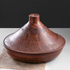 Тажин духовой 300 мм 3 литра красная керамика с узором (797) (1181610)