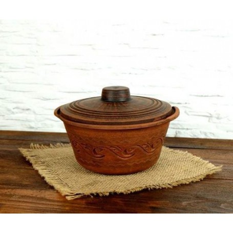 Кастрюля духовая Конус 1,2 литра с узором из красной керамики (1181592)