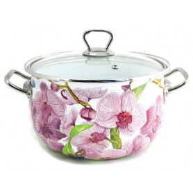 Каструля емальована 5.7 л Орхідея d-24 см Interos 15116-5,7 (1088560)