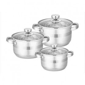 Набір каструль із нержавіючої сталі з кришками Edenberg EB-3706 1.9л/2.9л/3.9л 6 предметів (1039345)