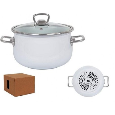 Кастрюля Idea Home White сферическая с н/ж фурн. и стекл. кр. 6,5л d24 см эмалированая сталь (6832894) (1114680)