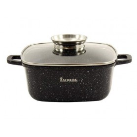 Кастрюля 44л Zauberg Мрамор квадратная мрамор черный алюминий (1224-BL) (1103225)