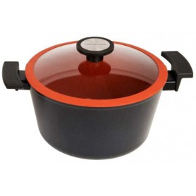 Кастрюля со стеклянной крышкой Neoflam EC-DC-C24I с мраморным покрытием 24 см 4.8 л Черно красный (1139407)