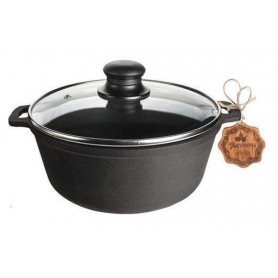 Кастрюля чугунная Наша 3л со стеклянной крышкой казан S&T (1167178)