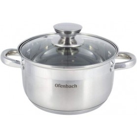 Кастрюля Casserole из нержавеющей стали 3400мл со стеклянной крышкой Ofenbach (1166458)