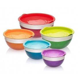 Набір мисок із нержавіючої сталі Edenberg з кришками 5 шт Різнокольоровий EB-3637 (1131224)