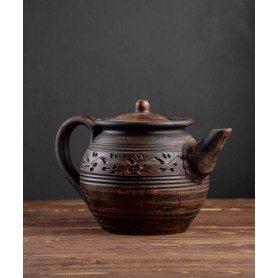 Чайник заварочный Домашний 1 л из красной глины с декором (1181541)