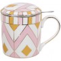 Кружка-заварник Розовый зигзаг 380мл с металлическим ситом (1167304)