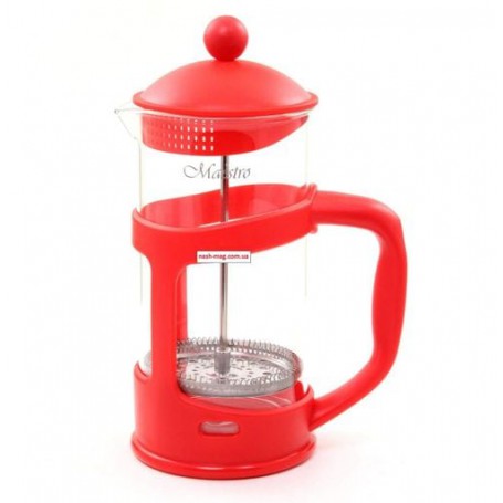 Заварник-пресс Maestro Red красный 1л стекло (1665-1000Red MR) (1117701)