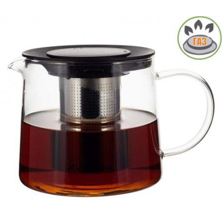 Чайник стеклянный заварочный 1000мл со съемным ситечком 0776m Kamille (1174676)
