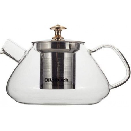 Чайник стеклянный заварочный 1000мл со съемным ситечком 0616l Ofenbach (1166565)