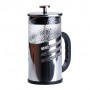 Френч-пресс чайник стеклянный Haus Roland 1 литр с фильтром фактурный, хром TS Kitchen HP33536 (1079306)