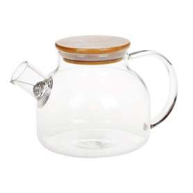 Чайник для заварювання 1 л скляний з бамбуковою кришкою BonaDi 599-103 (1037555)