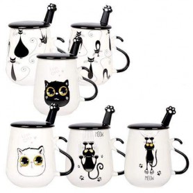 Кружка-заварник Кошечка 440мл фарфоровая с ложкой S&T (1175143)