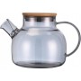 Заварочный чайник 1000мл с бамбуковой крышкой и ситечком-спиралью пепельное стекло Kamille (1166466)