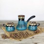 Турка Аскания 150 мл зеленая керамическая с чашками c рассекателем (1181643)