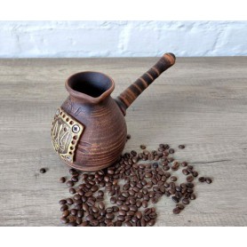 Турка гончарная Тризуб 500 мл красная глина c рассекателем (1181478)