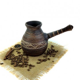 Турка гончарная Триполье ангоб 500 мл из красной керамики c рассекателем (1181632)