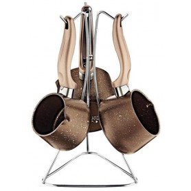 Набор турок для плиты O.M.S. Collection 3227 на подставке с гранитным покрытием 4 предмета Коричневый (Турция) (1139441)