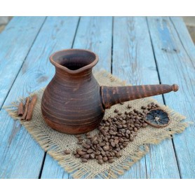 Турка гончарная 400 мл гладкая красная глина c рассекателем (1181630)