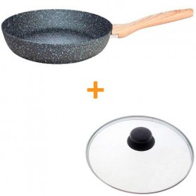 Комплект Сковорода Fissman Grandee Stone 24 см 4417 + Кришка з металевим ободом 24 см ig-2403 (1084253)