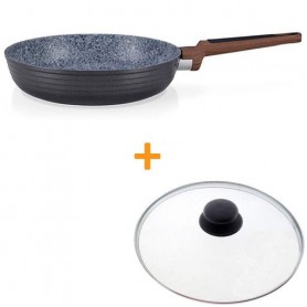 Комплект Сковорода Fissman Diamond Grey 26 см 14307 + Кришка з металевим ободом 26 см ig-2604 (1084209)