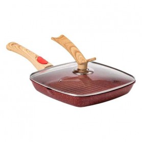 Алюминиевая сковорода-гриль 24 см со стеклянной крышкой Square Red (1088475)