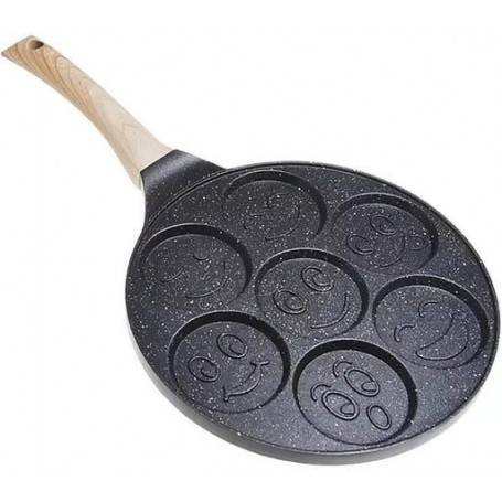 Сковорода индукционная Улыбка Ø26см для оладий с антипригарным покрытием Marble Black Kamille (1166104)