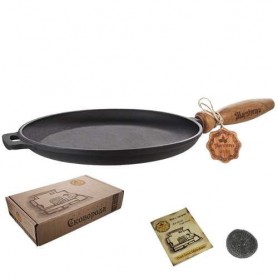 Сковорода чавунна для млинців Наша Майстерня з дерев'яною ручкою 24 см (1041380)