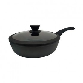 Сковородка с крышкой 22 см Krauzer Eco-Basis Diamond с силиконовым ободком черный кованый алюминий (77030) (1047393)